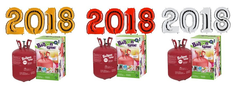pack de globos número 2018 con helio para fin de año