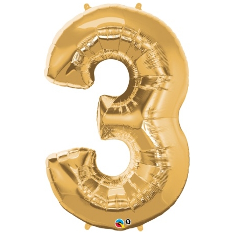 Globo del número 3 de foil qualatex en la categoria globos de números.