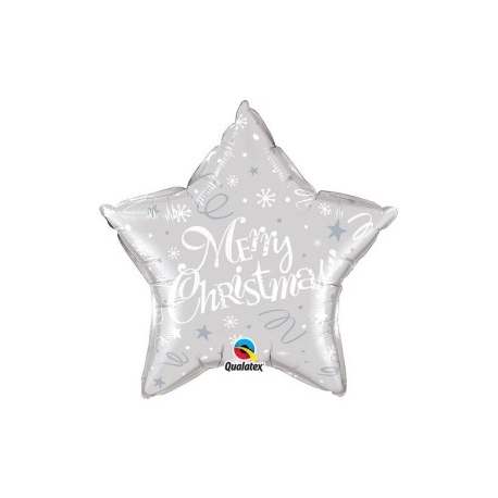 Globo Feliz Navidad estrella en inglés foil en globos para Navidad. Globo Feliz Navidad estrella en inglés foil en globos para Navidad.