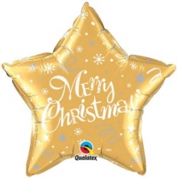 Globo Feliz Navidad estrella en inglés foil en globos para Navidad.