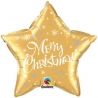 Globo Feliz Navidad estrella en inglés foil en globos para Navidad.