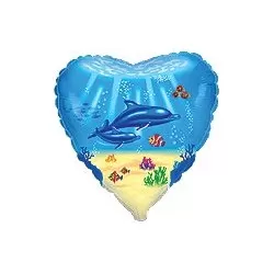 Globo corazón delfines foil
