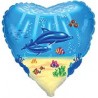 Globo corazón delfines foil