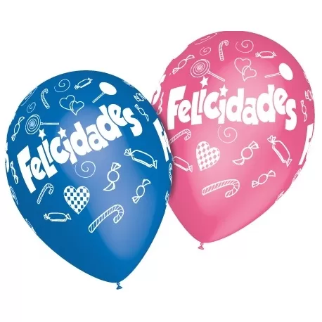 felicidades caramelos 12"-30cm en globos para cumpleaños