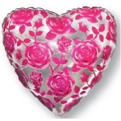 Globo Corazón Rosas 18"-45cm foil