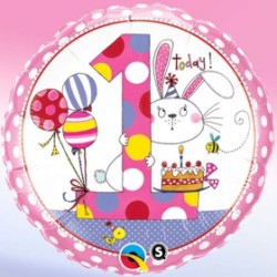 Globo 1 año Rachel conejo foil