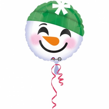 Globo emoticono muñeco nieve 45cm foil