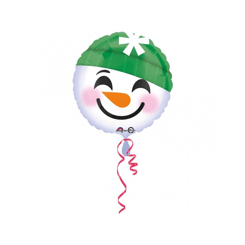 Globo emoticono muñeco nieve 45cm foil