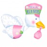Globo cigüeña rosa foil Globo cigüeña rosa foil