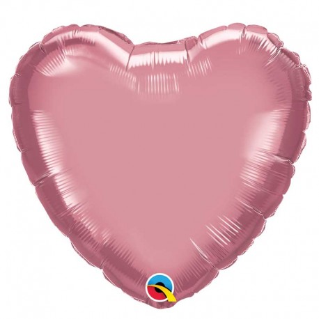 Globos corazón Chrome foil Qualatex de 18-45cm para decorar.