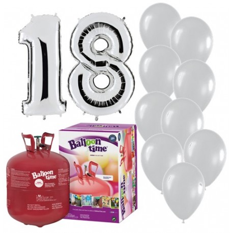 Pack globos 18 aniversario plata