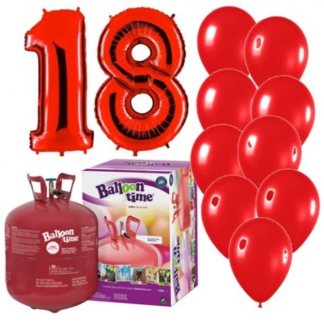 Pack globos 18 aniversario rojo
