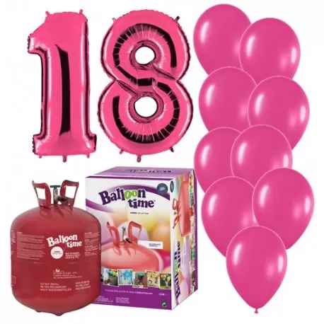 Pack globos 18 aniversario fucsia