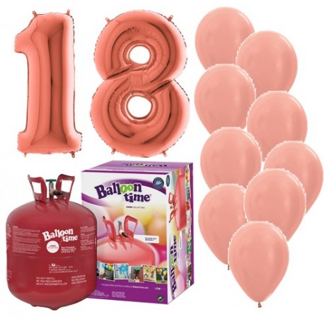 Pack globos 18 aniversario rosa oro