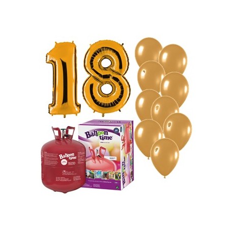 Pack globos 18 aniversario dorado