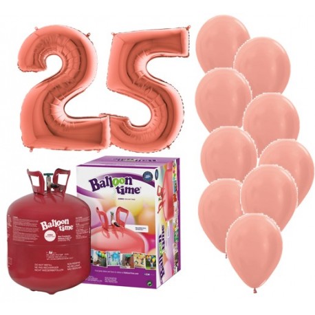Pack globos 25 aniversario rosa oro