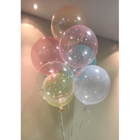 Globos redondos de plástico pastel transparente de 18"-45cm. Crystal clearz.
