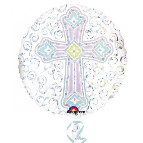 Globo Comunión Cruz radiante 18"-45cm