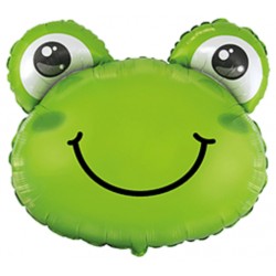 Globo con forma de rana cara foil en la categoría globos de animales.