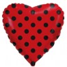 Globo corazón rojo topos negros foil