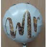 Globo para bodas MÍSTER de foil en color blanco y dorado.