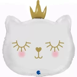 Globo CAT PRINCESS blanco foil