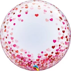 Bubble burbuja corazones y confeti Qualatex