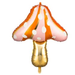 Globo champiñón elegante naranja y dorado para decoraciones.