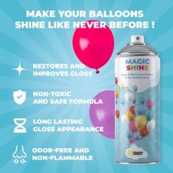 Spray para brillo de globos Magic Shine. Dales brillo a tus globos y que no queden opacos.