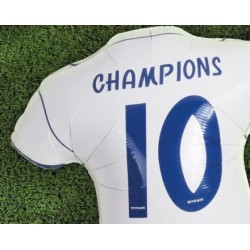 Globo camiseta fútbol blanca para fiestas deportivas.