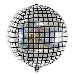 Globo bola disco esfera plata para tus fiestas con pista de baile.