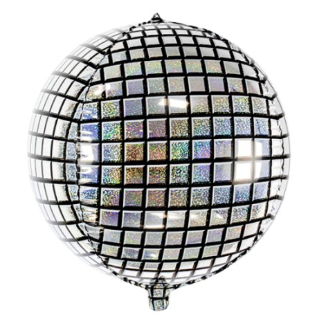 Globo bola disco esfera plata para tus fiestas con pista de baile.