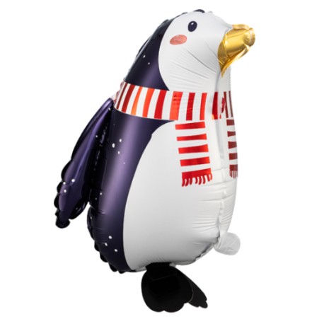 Globo Pingüino con bufanda de foil ideal para tu decoración Navidad.