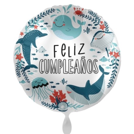 Globo Feliz cumple Océano Foil