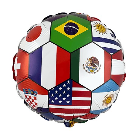 Globo banderas internacionales 18"-45cm foil para deportes.